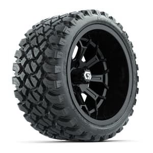 GTW&reg; Assault Gloss Black 15 in Wheels with 23X10-R15 Nomad Steel Belted Radial All-Terrain Tires - Full Set