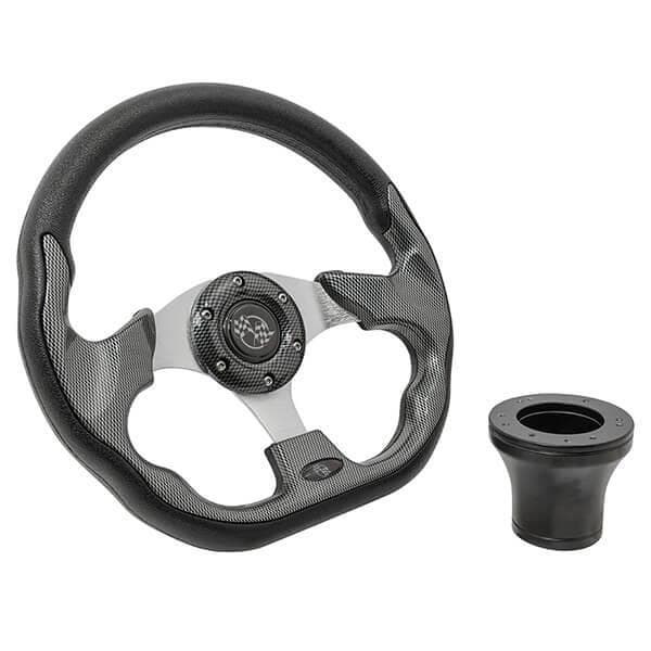 1994.5-Up EZGO - GTW Carbon Fiber Racer Steering Wheel with Black Adaptor