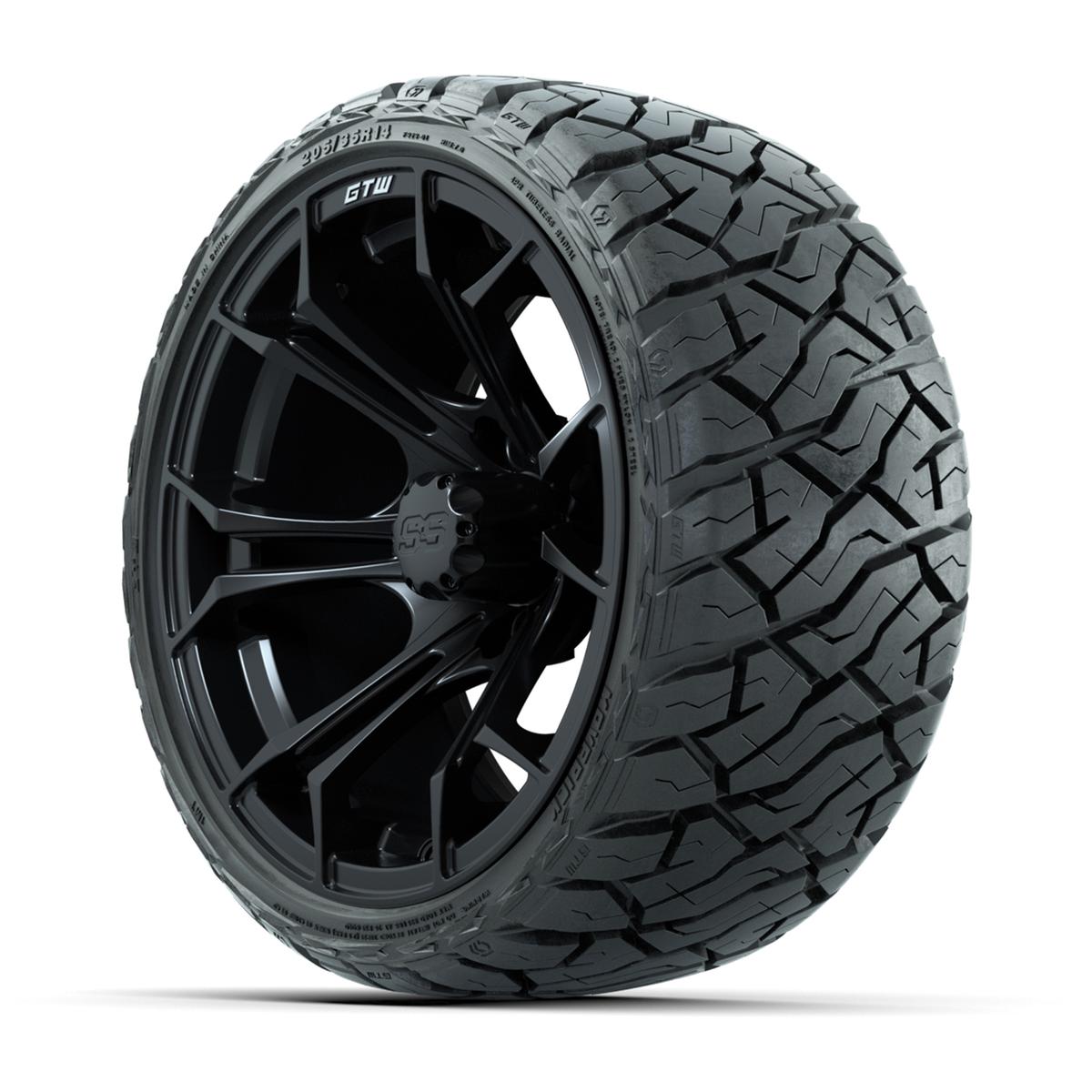 GTW Spyder Matte Black 14 in Wheels with 205/35-R14 Maverick Low-Profile All-Terrain Tires – Full Set