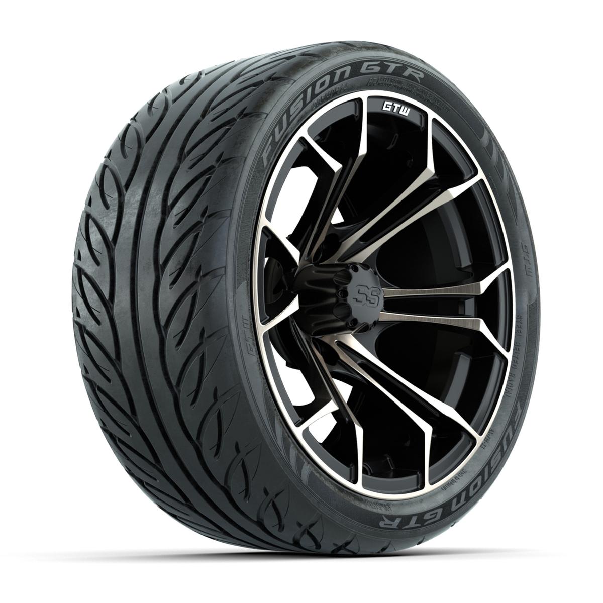 GTW&reg; Spyder Matte Black/Bronze 14 in Wheels with 205/40-R14 Fusion GTR Steel Belt Radial Street Tires – Full Set