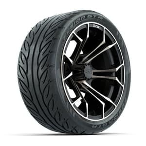 GTW&reg; Spyder Matte Black/Bronze 14 in Wheels with 205/40-R14 Fusion GTR Steel Belt Radial Street Tires – Full Set