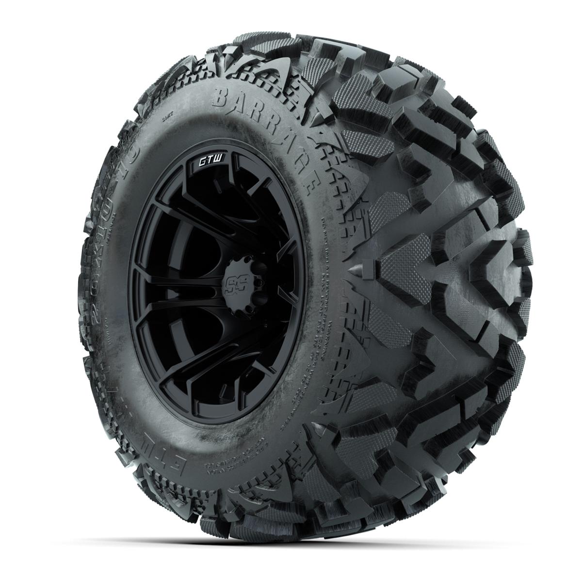 GTW Spyder Matte Black 10 in Wheels with 20x10-10 Barrage Mud Tires – Full Set