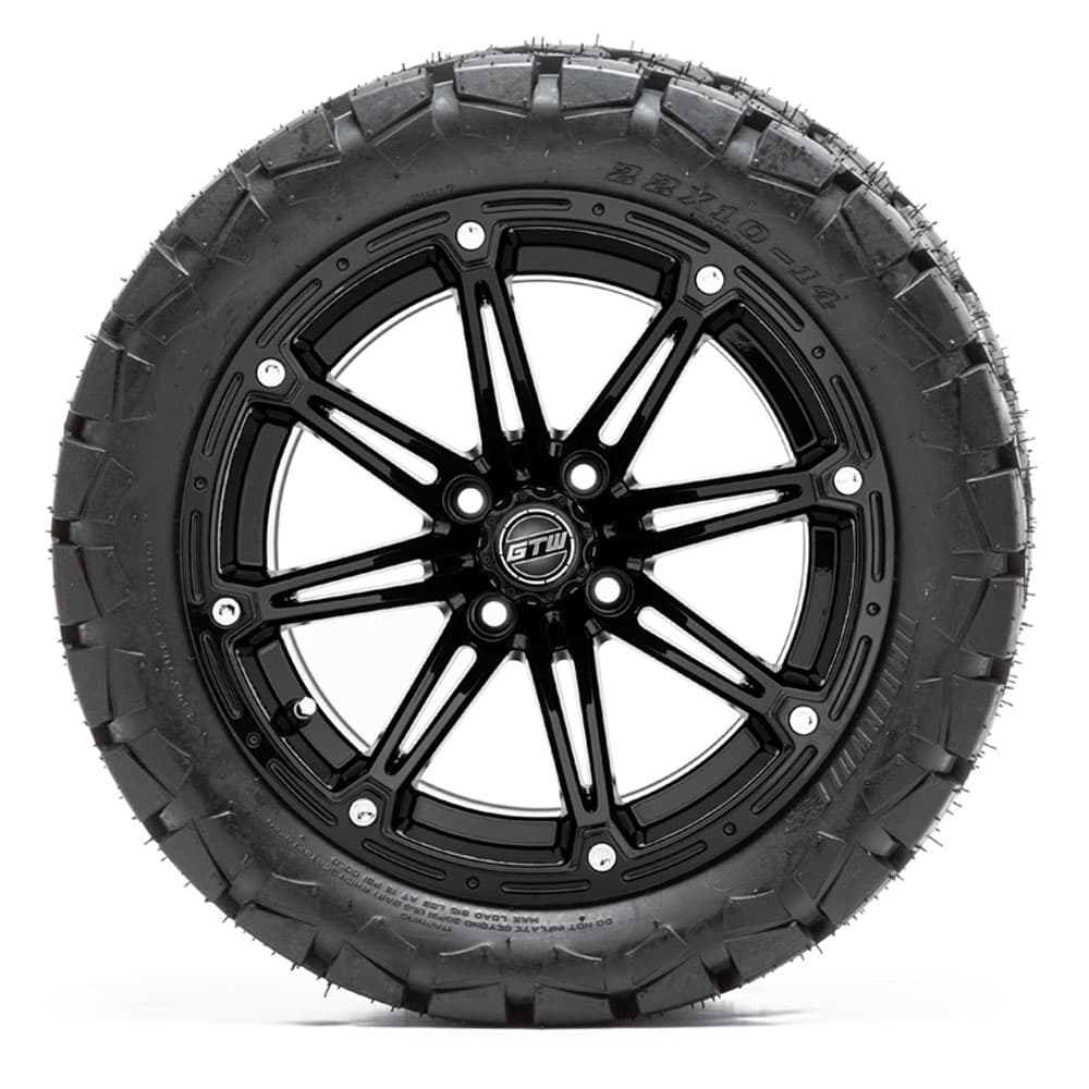 14” GTW Element Matte Black Wheels with 22in Timberwolf Mud Tires – Set of 4