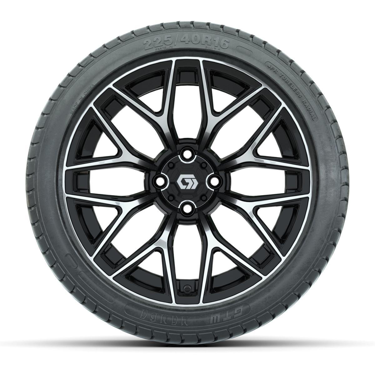 GTW&reg; Monaco Black/Machined 16 in Wheels with 225/40-R16 Mamba Street Tires - Full Set