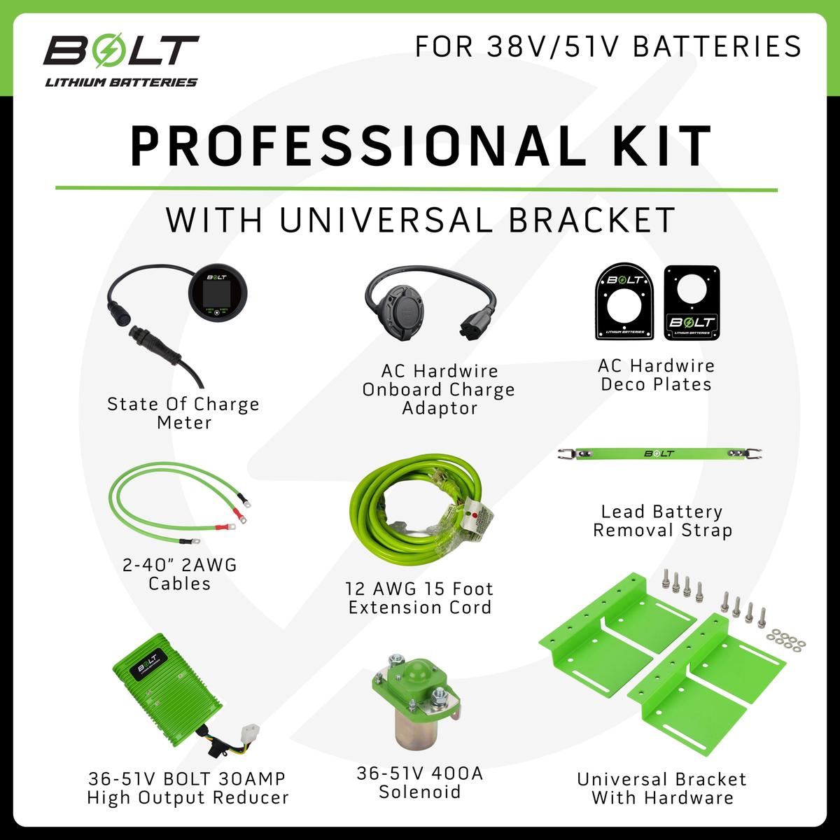Bolt Energy EZGO Workhorse, MPT, Terrain 51V 168AH Heated Professional Battery Kit