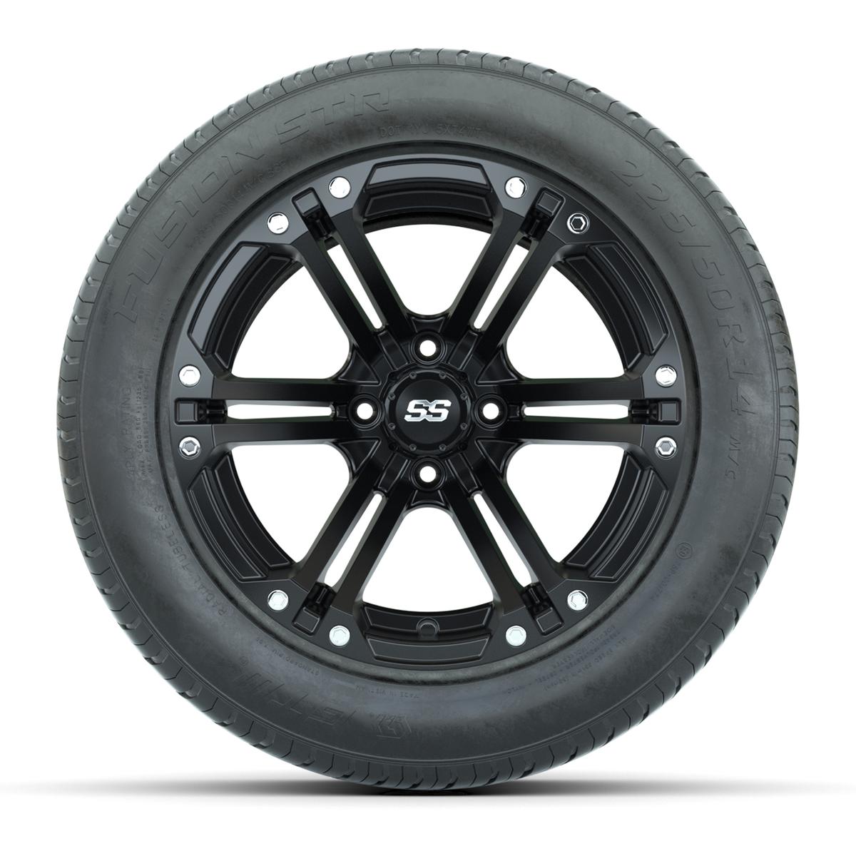 GTW&reg; Specter Matte Black 14 in Wheels with 255/50-R14 Fusion STR DOT Approved Street Tires - Full Set