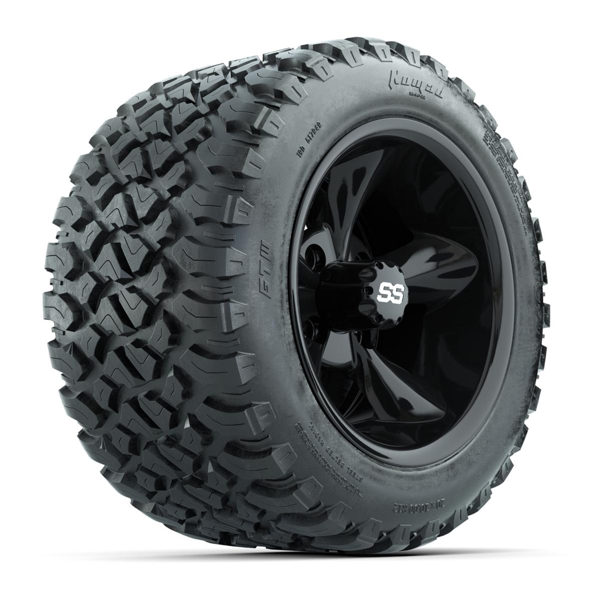 GTW&reg; Godfather Black 12 in Wheels with 20X10-12 Nomad Steel Belt Radial All-Terrain Tires – Full Set