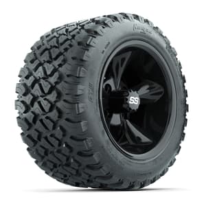 GTW&reg; Godfather Black 12 in Wheels with 20X10-12 Nomad Steel Belt Radial All-Terrain Tires – Full Set