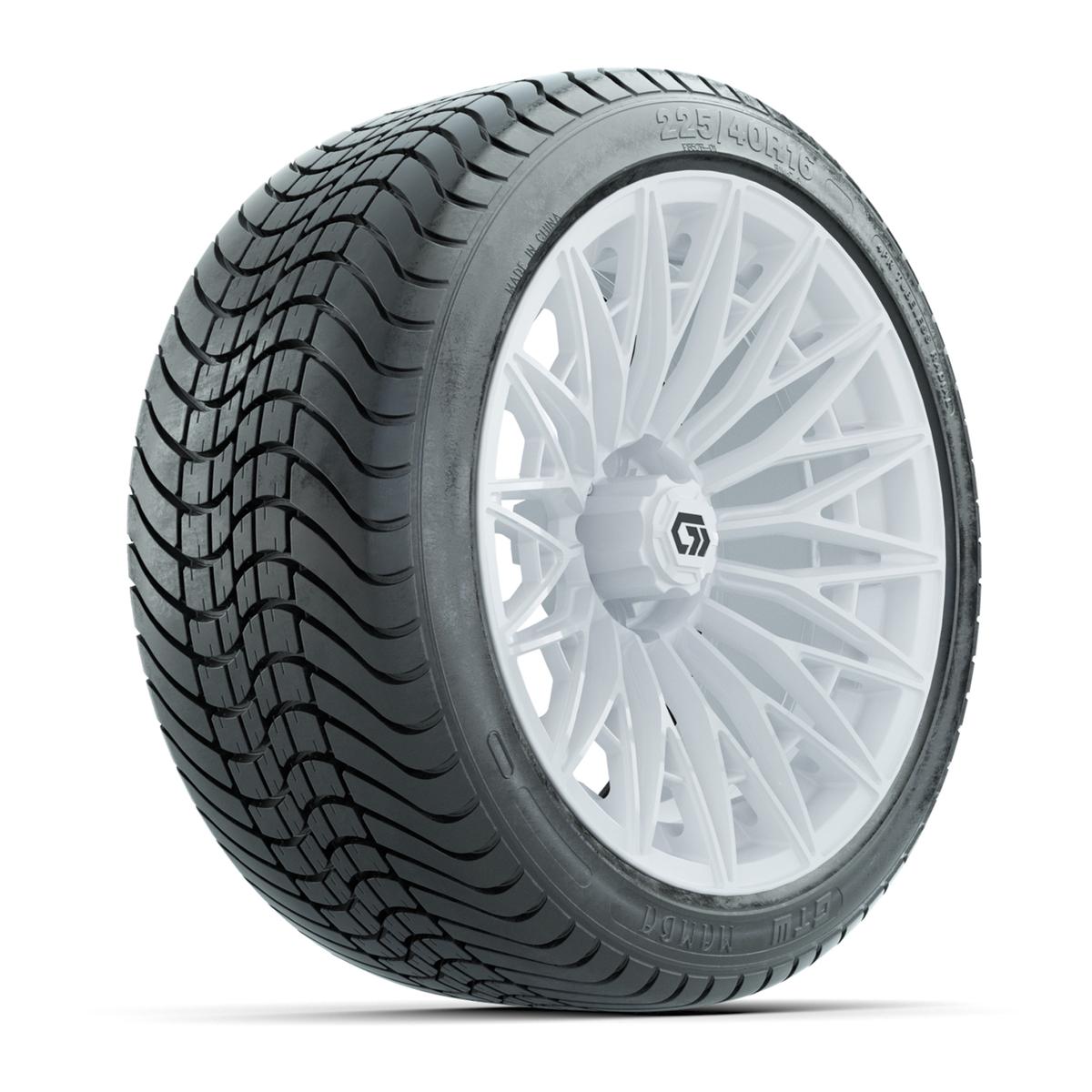 GTW&reg; Blur Gloss White 16 in Wheels with 225/40-R16 Mamba Street Tires - Full Set