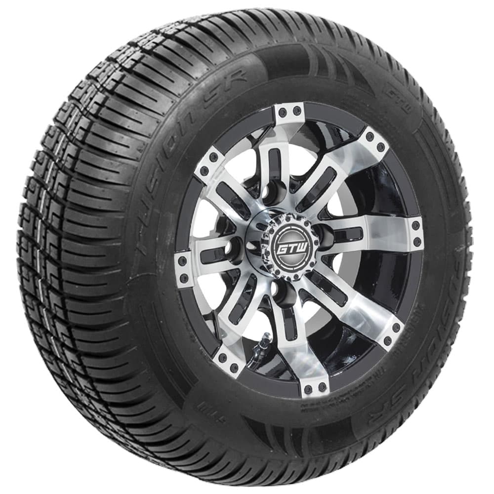 GTW Tempest Black and Machined Wheels with 20in Fusion DOT Approved Street Tires - 10 Inch