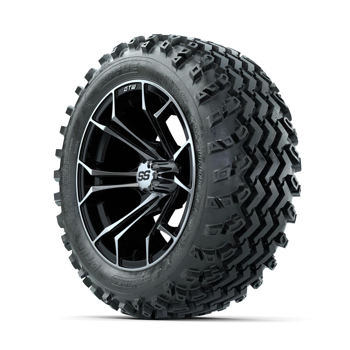 GTW Spyder Machined/Black 14 in Wheels with 23x10.00-14 Rogue All Terrain Tires – Full Set