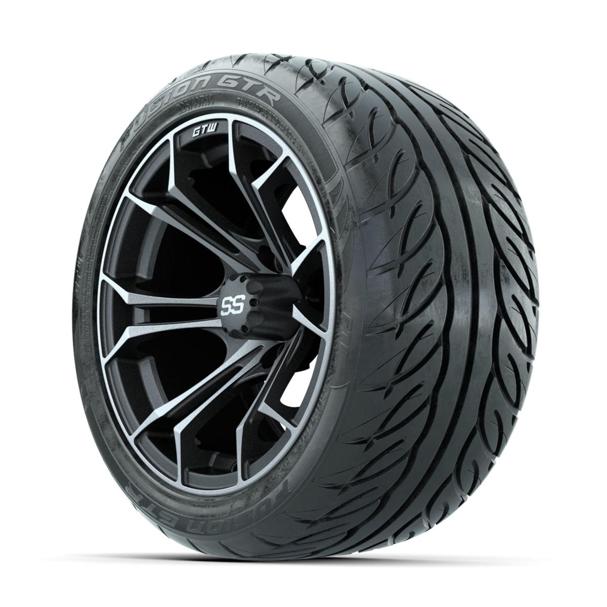 GTW Spyder Matte Grey 14 in Wheels with 225/40-R14 Fusion GTR Street Tires – Full Set