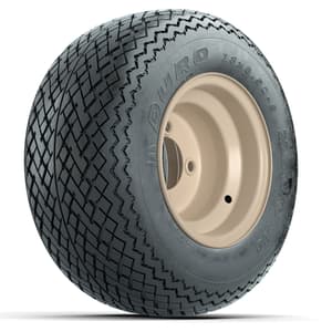 Set of (4) 8 in Beige Steel Wheels with 18 in Duro Sawtooth G/C10 Tires