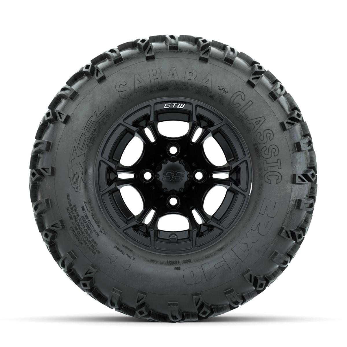 GTW Spyder Matte Black 10 in Wheels with 22x11-10 Sahara Classic All Terrain Tires – Full Set