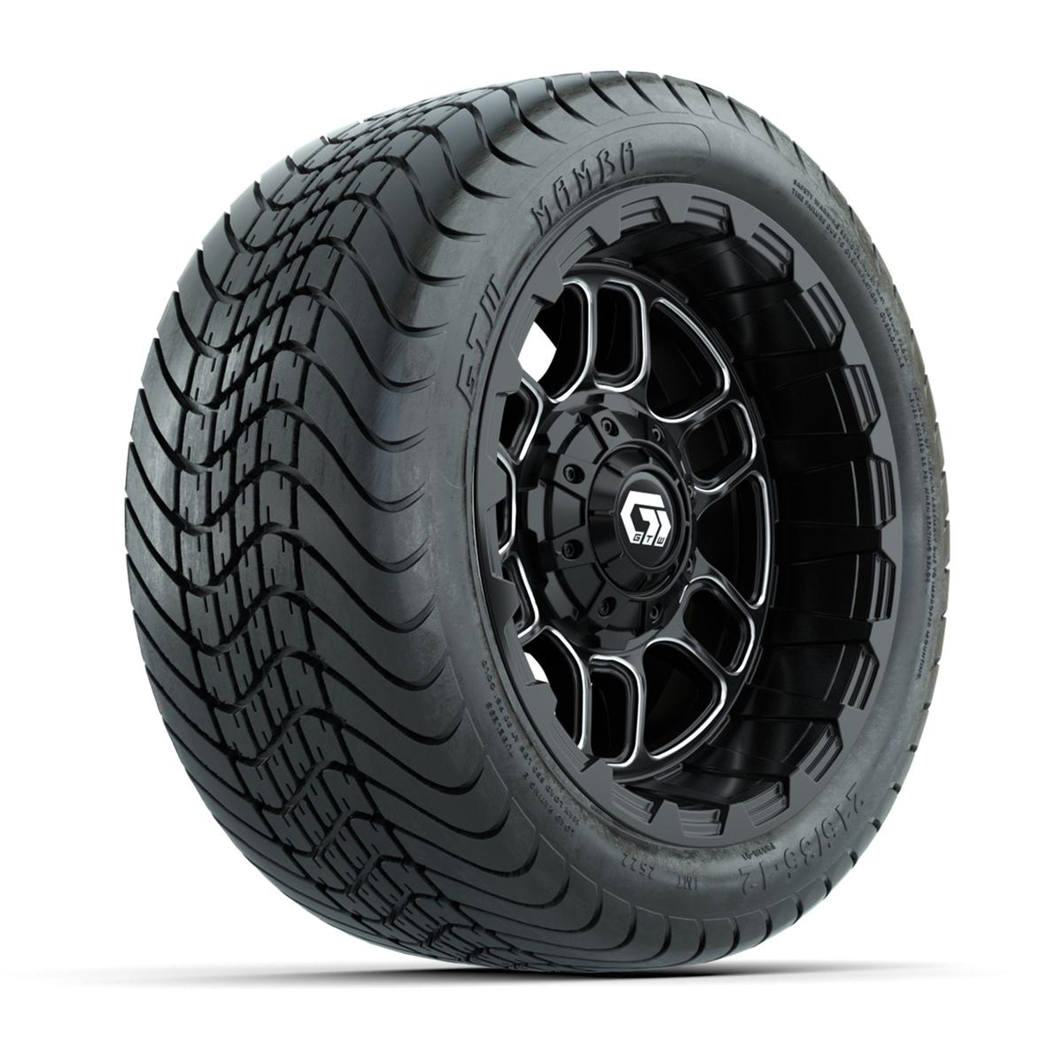 Set of (4) 12 in GTW® Titan Machined & Black Wheels with 215/35-12 Mamba Street Tires