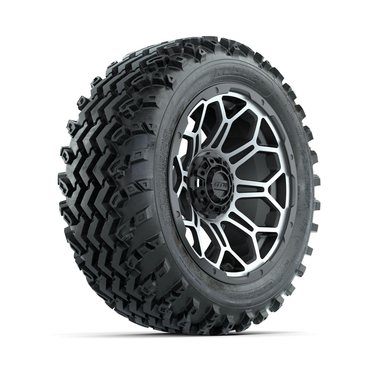 GTW Bravo Machined/Matte Grey 14 in Wheels with 23x10.00-14 Rogue All Terrain Tires – Full Set