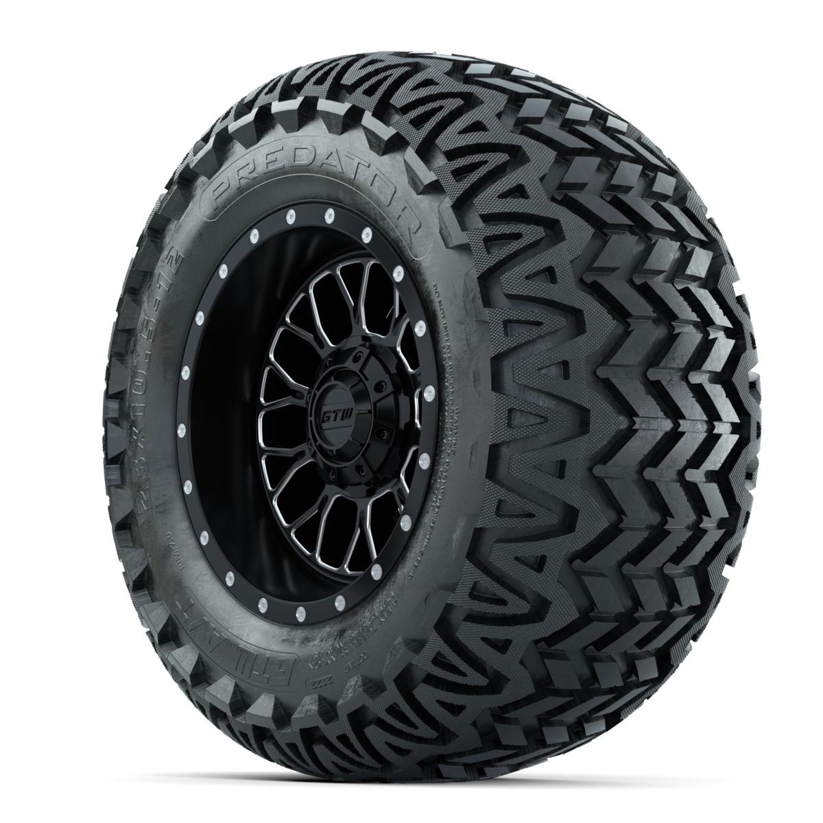 Set of (4) 12 in GTW® Helix Machined & Black Wheels with 23x10.5-12 Predator All-Terrain Tires