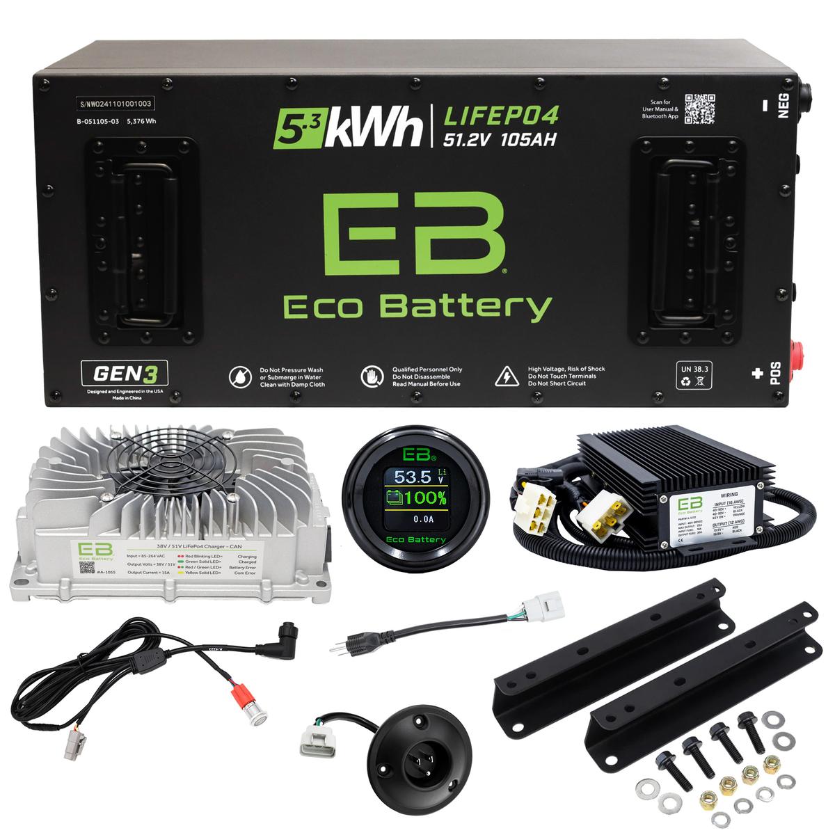 Yamaha G19/G22 Eco Lithium 51v 105Ah GEN3 Battery Bundle - Skinny