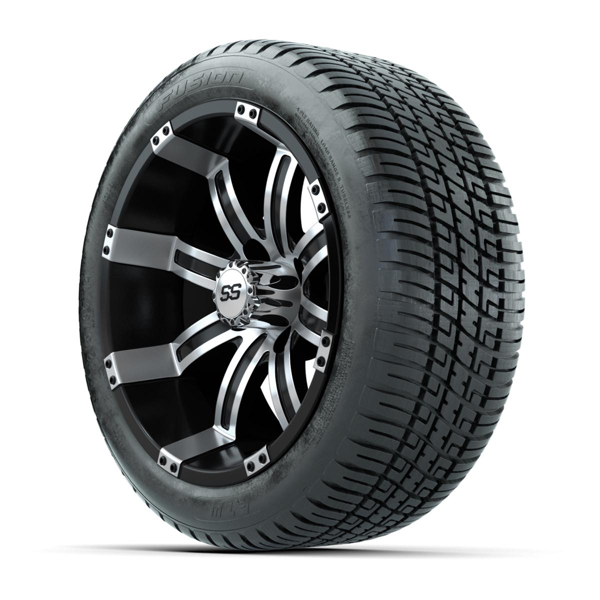 GTW Tempest Black and Machined 14 in Wheels with 19in Fusion Street Tires – Set of 4