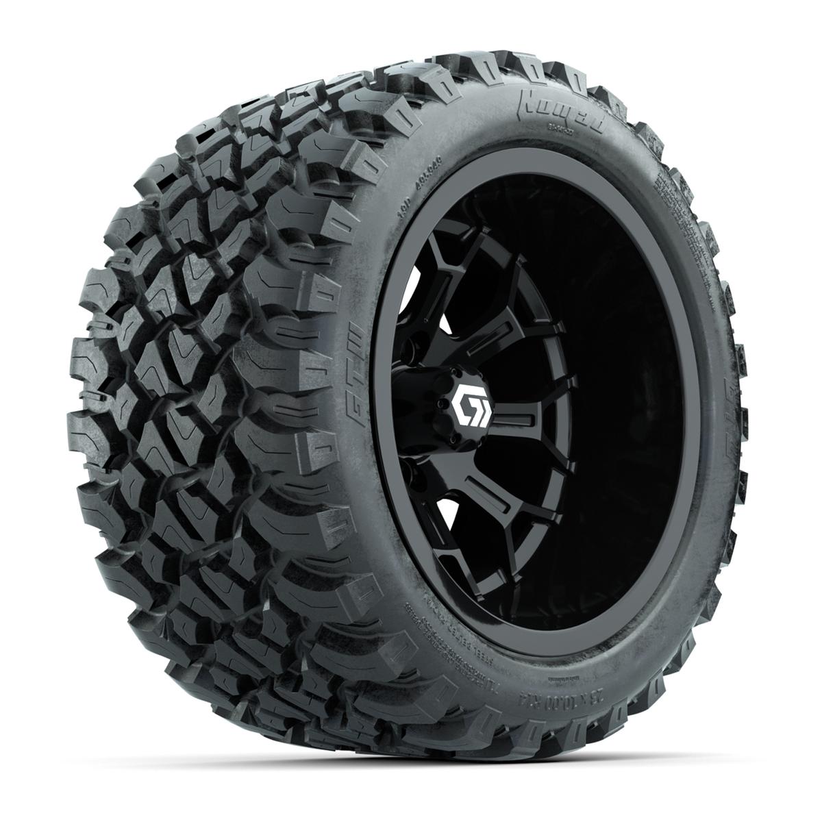 GTW&reg; Assault Gloss Black 14 in Wheels with 23X10-R14 Nomad Steel Belt Radial All-Terrain Tires - Full Set