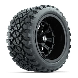 GTW&reg; Assault Gloss Black 14 in Wheels with 23X10-R14 Nomad Steel Belt Radial All-Terrain Tires - Full Set
