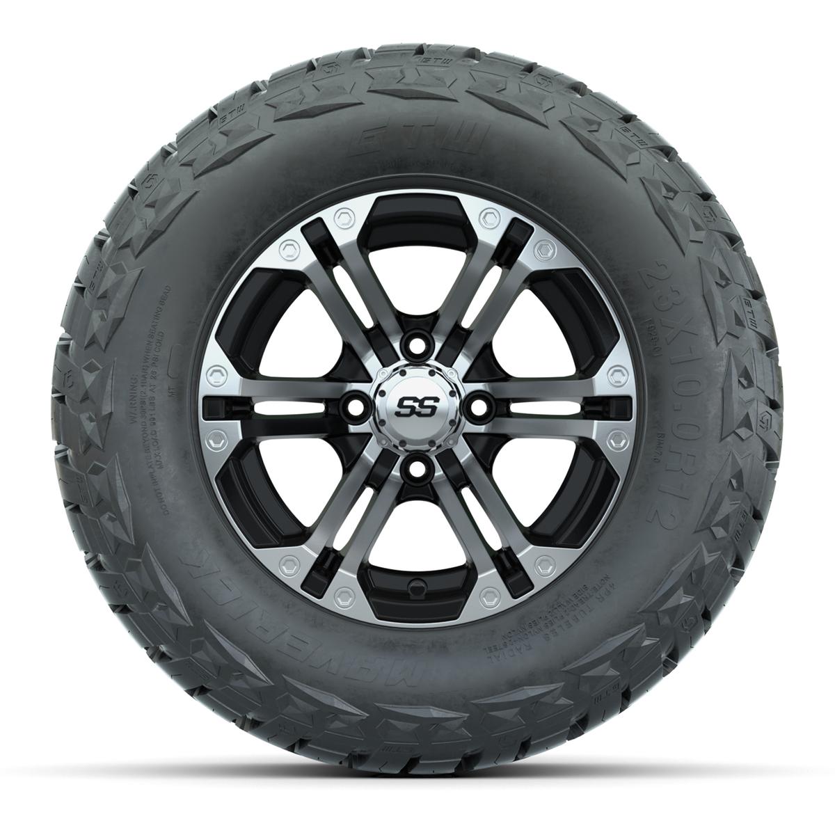 GTW Specter Black/Machined 12 in Wheels with 23x10.00-R12 Maverick All-Terrain Tires – Full Set