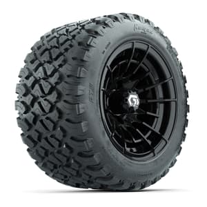 GTW&reg; Boost Gloss Black 12 in Wheels with 20X10-12 Nomad Steel Belt Radial All-Terrain Tires – Full Set