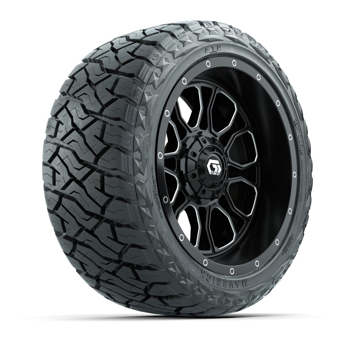 GTW Volt Black/Machined 14 in Wheels with 23x10.00-R14 Maverick All-Terrain Tires – Full Set