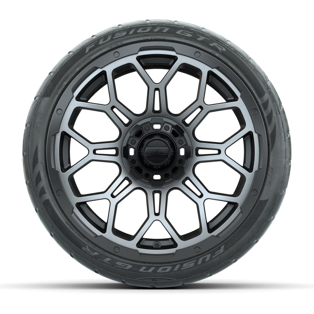 GTW Bravo Matte Gray 15 in Wheels with 215/40-R15 Fusion GTR Steel Belt Radial Street Tires – Full Set