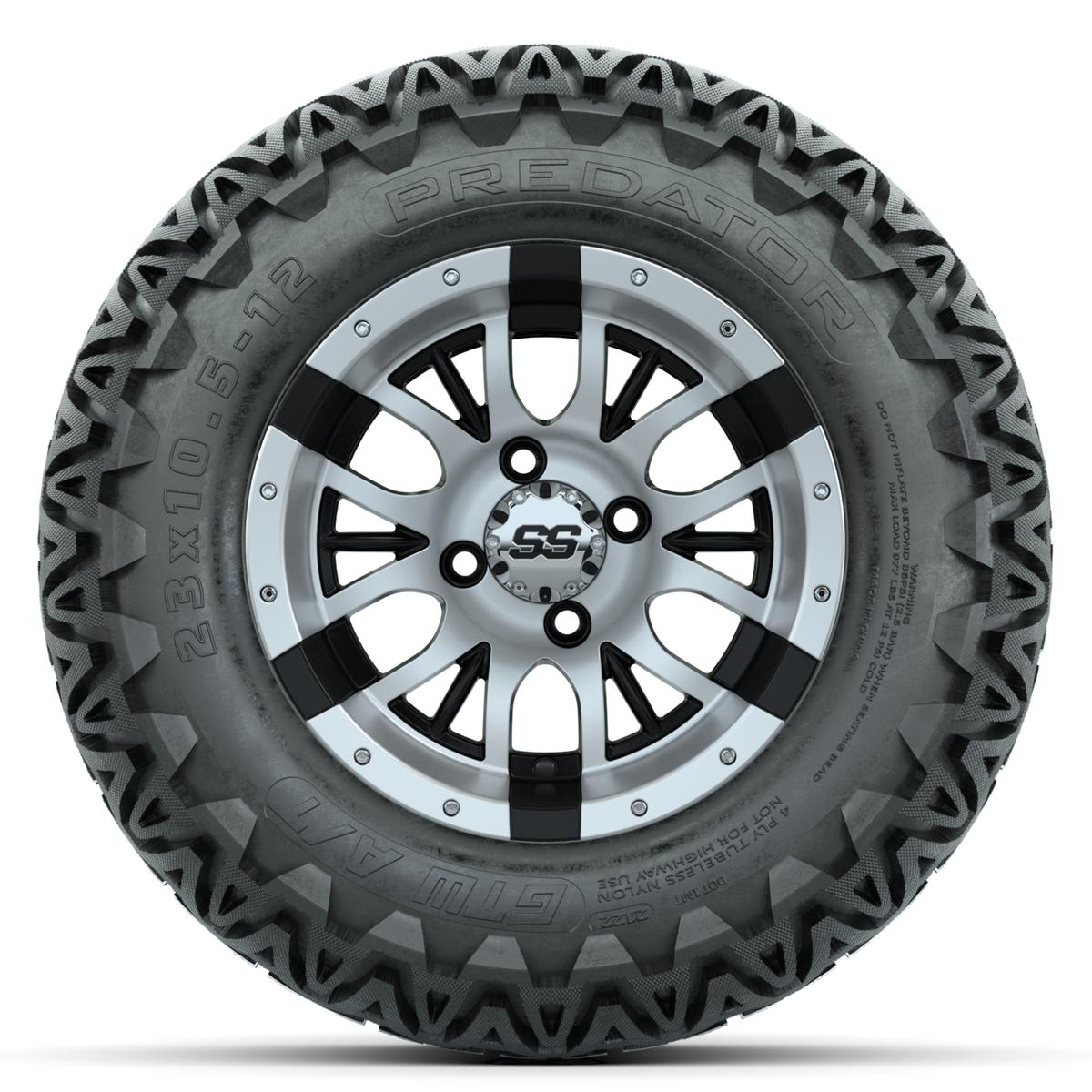 Set of (4) 12 in GTW Diesel Wheels with 23x10.5-12 GTW Predator All-Terrain Tires
