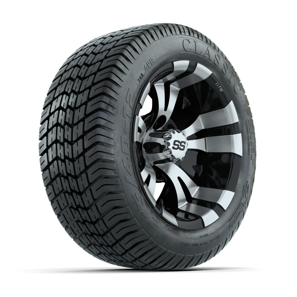 12” GTW Vampire Black and Machined Wheels with Excel Lo-Pro Street Tires – Set of 4