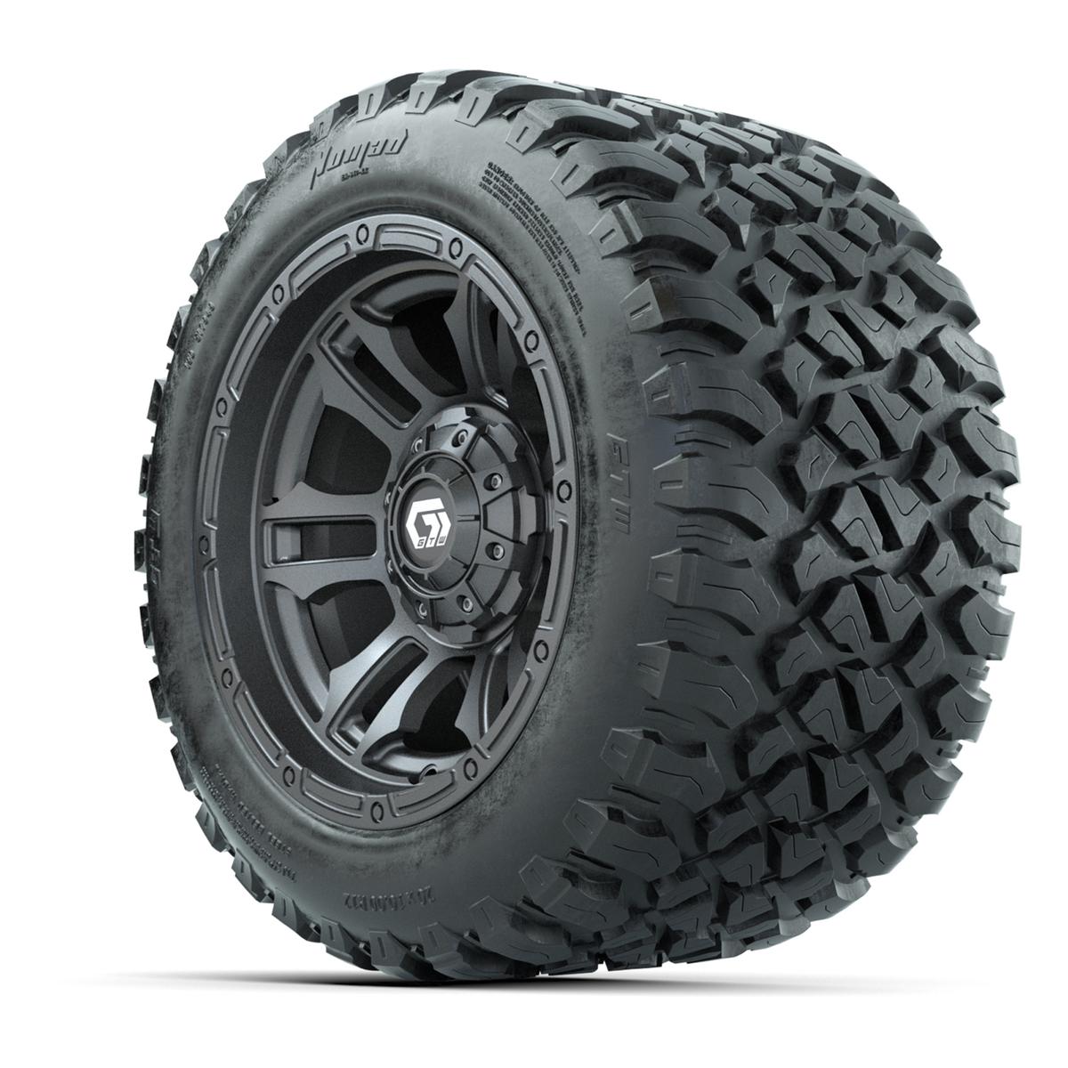 GTW&reg; Shogun Gunmetal 12 in Wheels with 20X10-12 Nomad Steel Belt Radial All-Terrain Tires – Full Set
