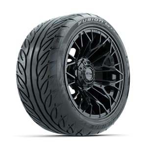GTW Stellar Matte Black 14 in Wheels with 225/40-R14 Fusion GTR Street Tires – Full Set