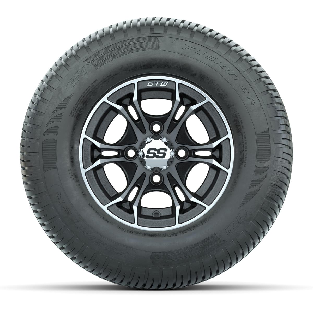 GTW Spyder Machined/Matte Grey 10 in Wheels with 205/65-R10 Fusion SR Steel Belted Radial Tires – Full Set