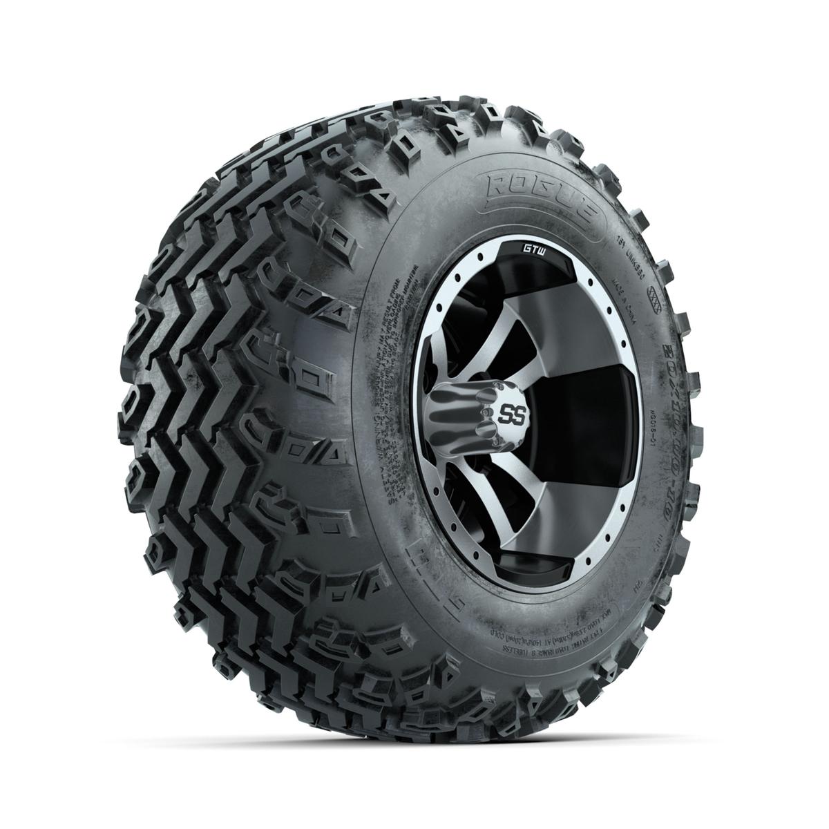 GTW Storm Trooper Machined/Black 10 in Wheels with 20x10.00-10 Rogue All Terrain Tires – Full Set
