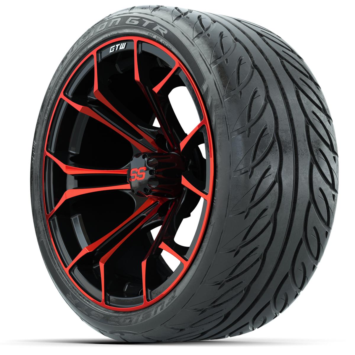 GTW Spyder Red/Black 15 in Wheels with 215/40-R15 Fusion GTR Street Tires – Full Set