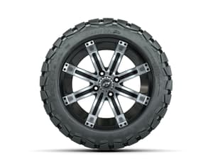 14” GTW Tempest Black and Machined Wheels with 22” Timberwolf Mud Tires – Set of 4