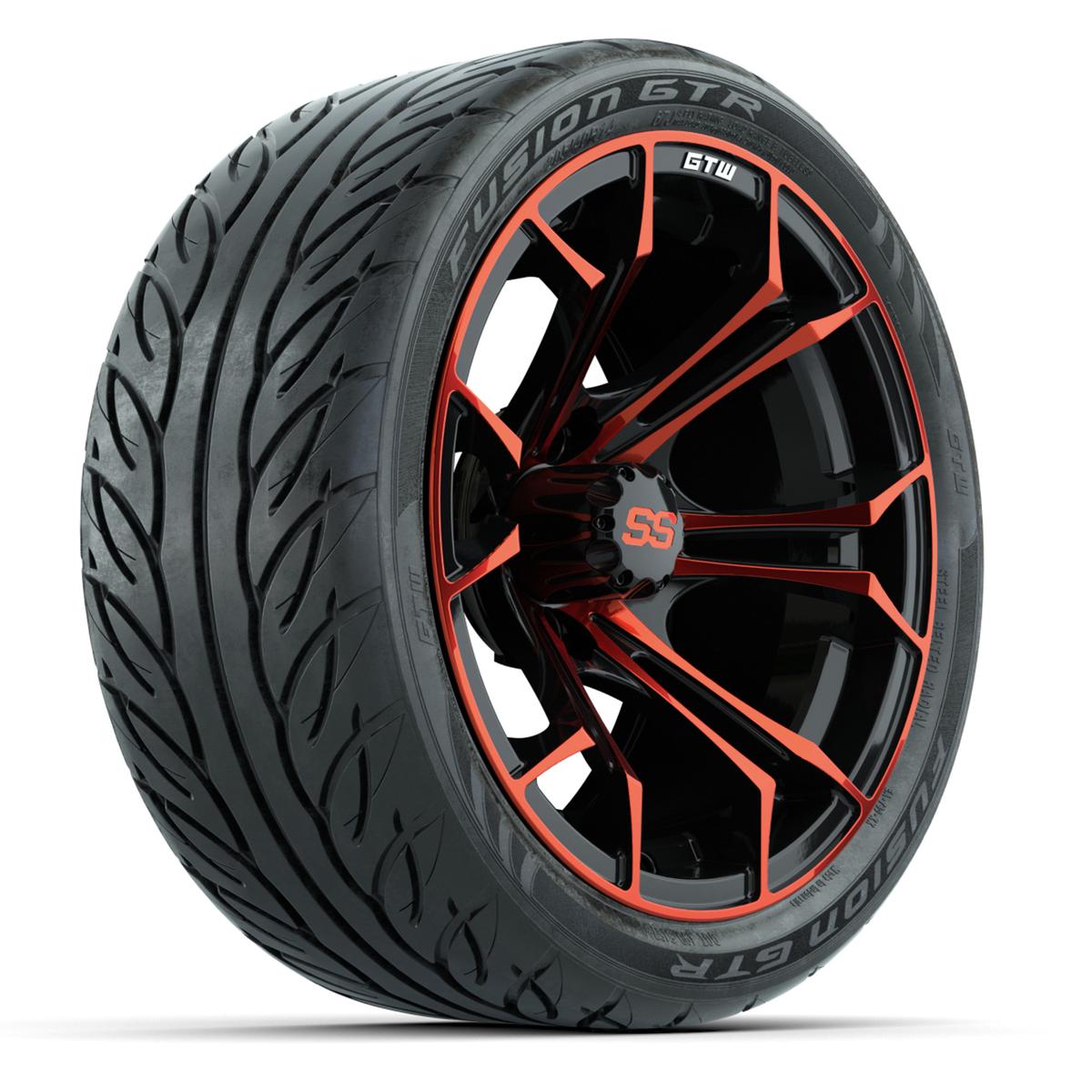 GTW Spyder Red/Black 14 in Wheels with 205/40-R14 Fusion GTR Street Tires – Full Set