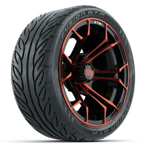 GTW Spyder Red/Black 14 in Wheels with 205/40-R14 Fusion GTR Street Tires – Full Set