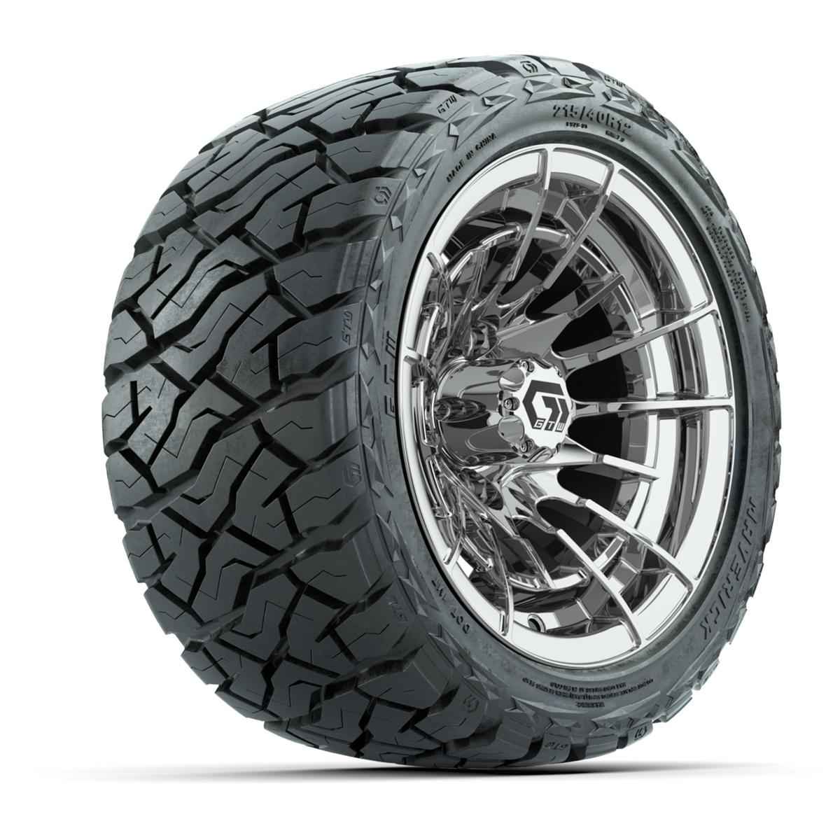 GTW Boost Chrome 12 in Wheels with 215/40-R12 Maverick Low-Profile All-Terrain Tires – Full Set