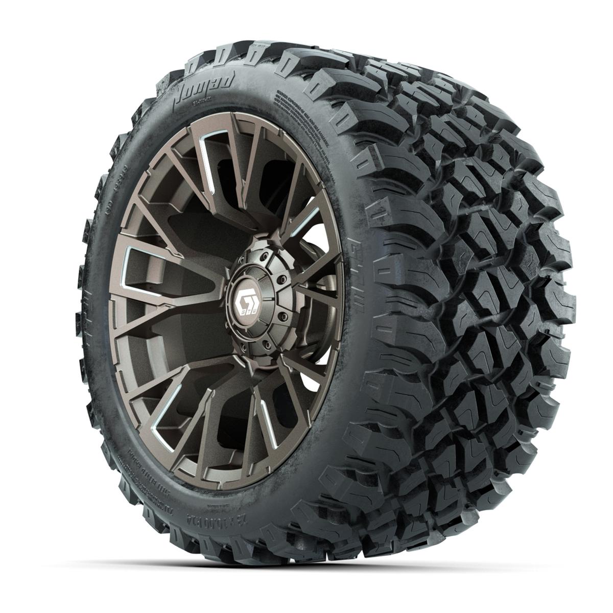 GTW&reg; Vandal Bronze/Machined 14 in Wheels with 23X10-R14 Nomad Steel Belt Radial All-Terrain Tires – Full Set
