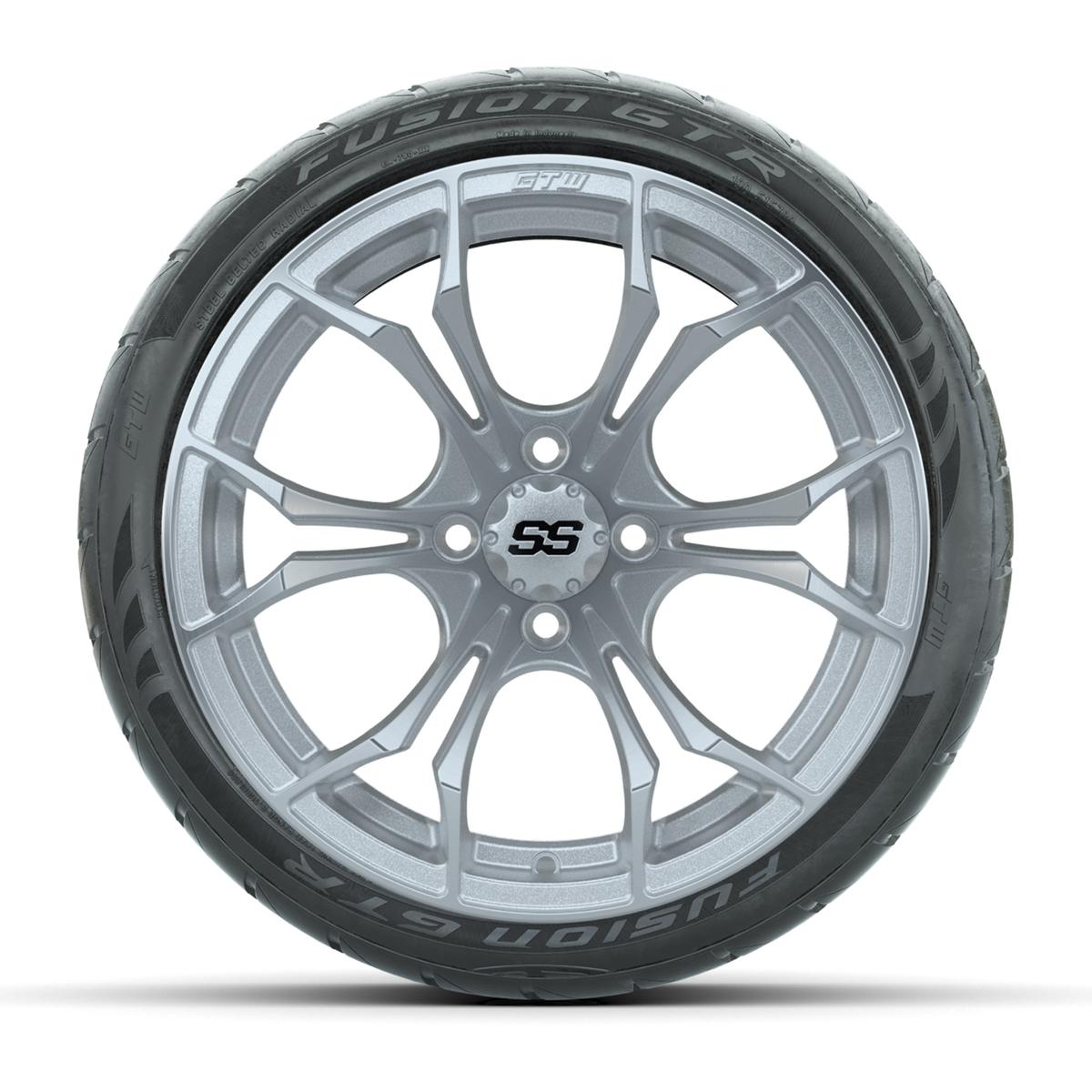 GTW Spyder Silver Brush 15 in Wheels with 215/40-R15 Fusion GTR Steel Belt Radial Street Tires – Full Set