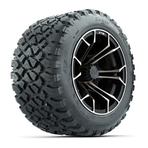 GTW&reg; Spyder Matte Black/Bronze 12 in Wheels with 20X10-12 Nomad Steel Belt Radial All-Terrain Tires – Full Set