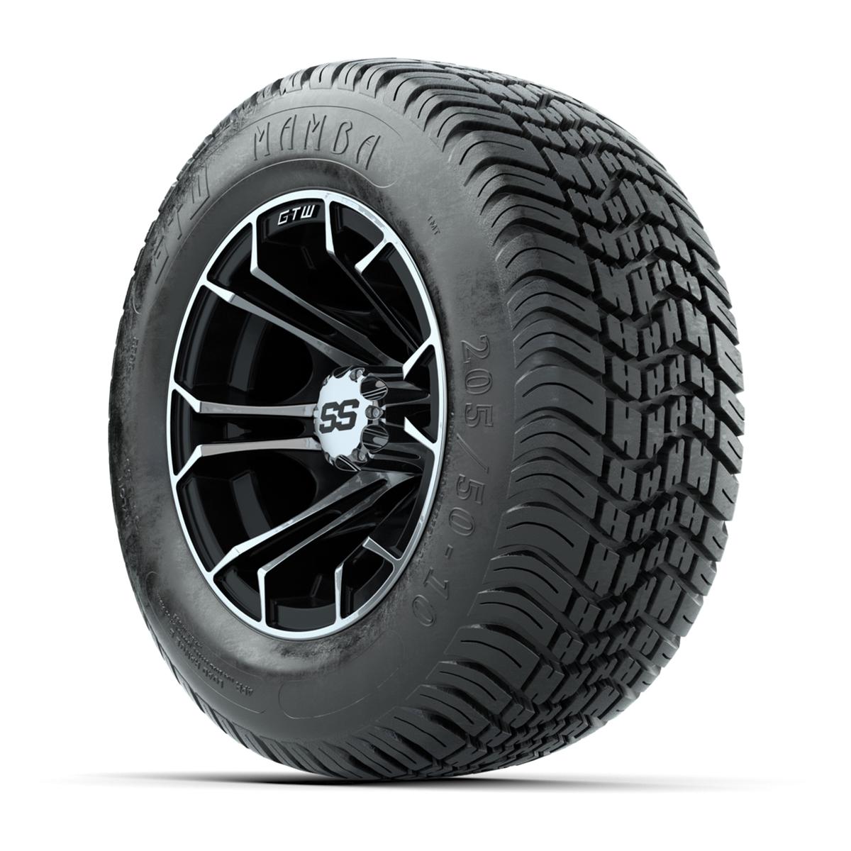 GTW Spyder Machined/Black 10 in Wheels with 205/50-10 Mamba Street Tires – Full Set