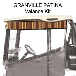 Red Dot Chameleon Valance With Granville Patina Sunbrella Fabric For Yamaha Drive2 (Years 2017-Up)
