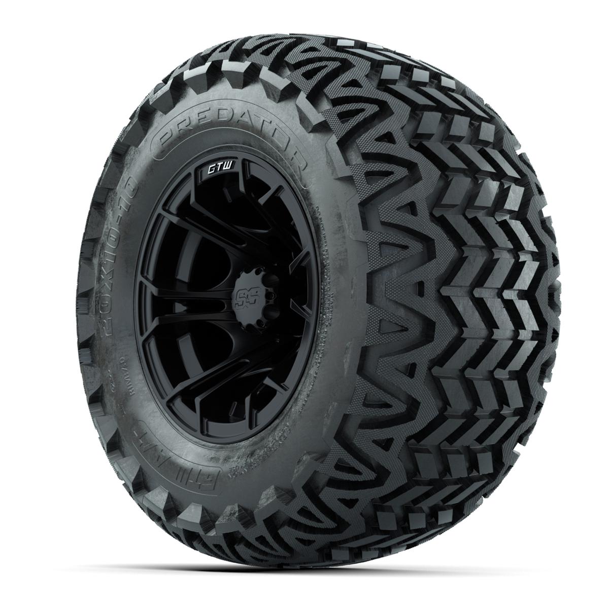 GTW Spyder Matte Black 10 in Wheels with 20x10-10 Predator All Terrain Tires – Full Set