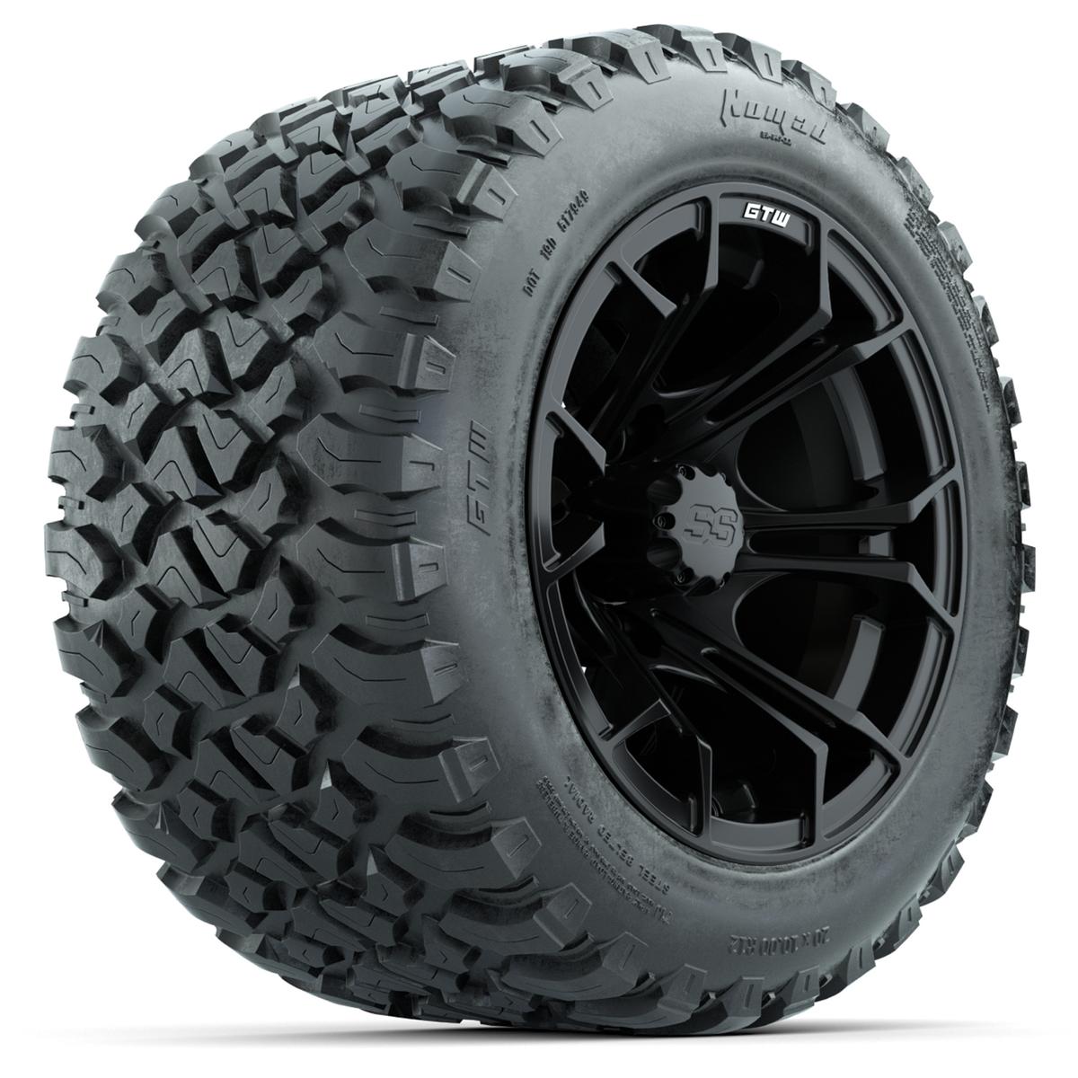 GTW Spyder Matte Black 12 in Wheels with 20x10-R12 GTW Nomad All-Terrain Tires – Full Set