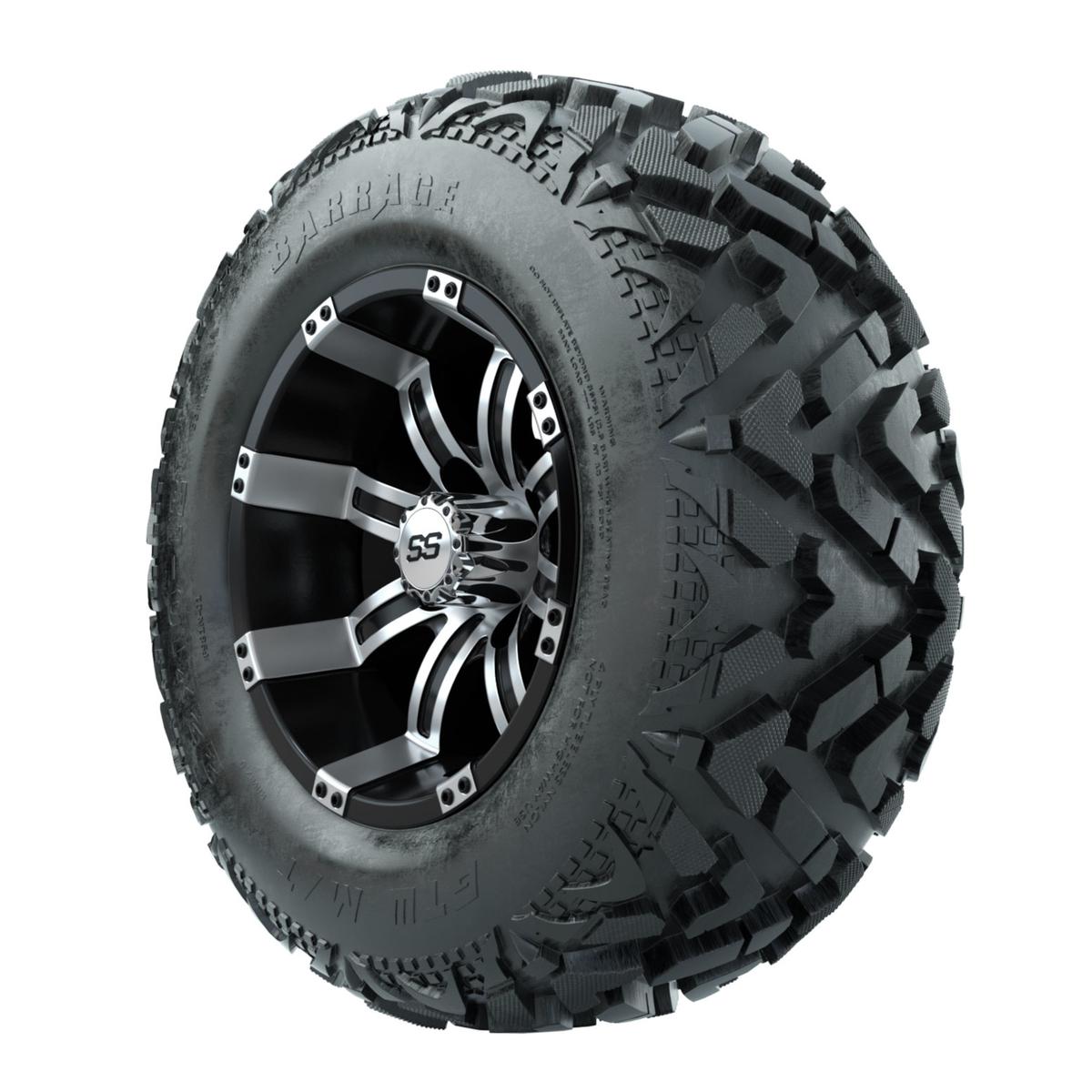 12” GTW Tempest Black and Machined Wheels with 23” Barrage Mud Tires – Set of 4
