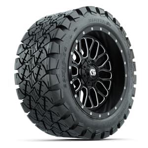 GTW Helix Black/Machined 14 in Wheels with 22X10-14 Timberwolf All-Terrain Tires – Full Set