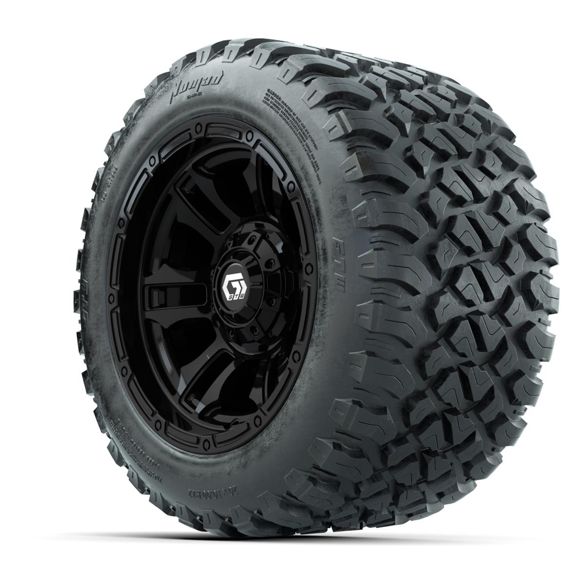GTW&reg; Shogun Gloss Black 12 in Wheels with 20X10-12 Nomad Steel Belt Radial All-Terrain Tires – Full Set